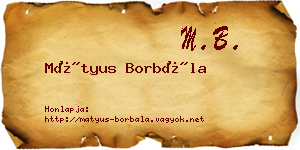 Mátyus Borbála névjegykártya