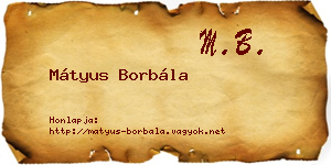Mátyus Borbála névjegykártya